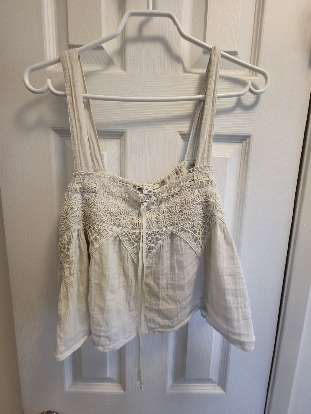 American Eagle Outfitters White Crochet-Trim Camisole